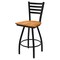Holland Bar Stool Co 25" Swivel Counter Stool, Black Wrinkle, Med Maple Seat X410 - alternate 1